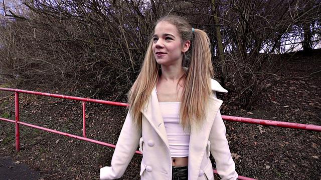 Watch this tattooed and bald chick give a wild outdoor blowjob in reverse cowgirl position