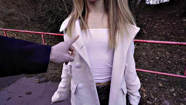 Watch this tattooed and bald chick give a wild outdoor blowjob in reverse cowgirl position