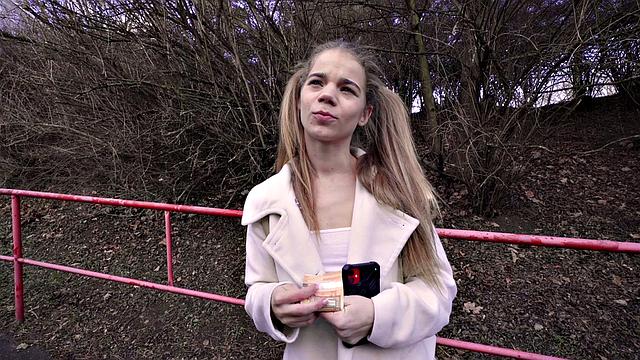 Watch this tattooed and bald chick give a wild outdoor blowjob in reverse cowgirl position