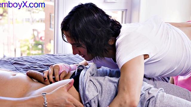 Cockcage femboy in high heels barebacked in asshole