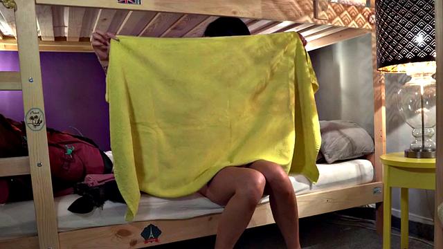 Lesbian pussylicking 3some in the hostel room by teen babes