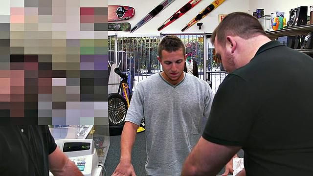 Amateur stud fucked by pawnshop owner in office for cash