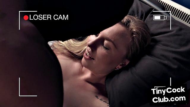 Small penis guy watches GF fucking