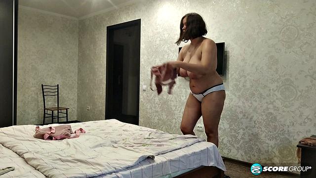 A very busty teen with hairy pussy