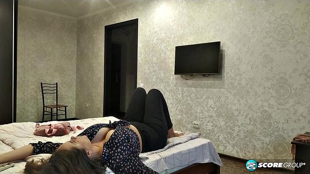 A very busty teen with hairy pussy