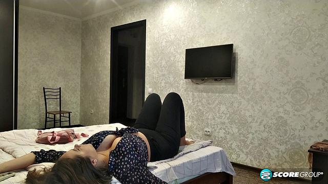 A very busty teen with hairy pussy