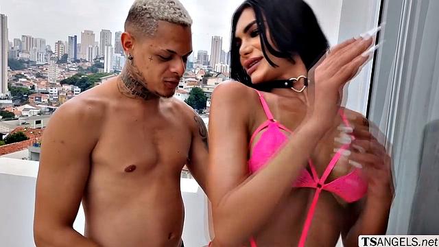 Latina big tits TS anal fucked by big cock