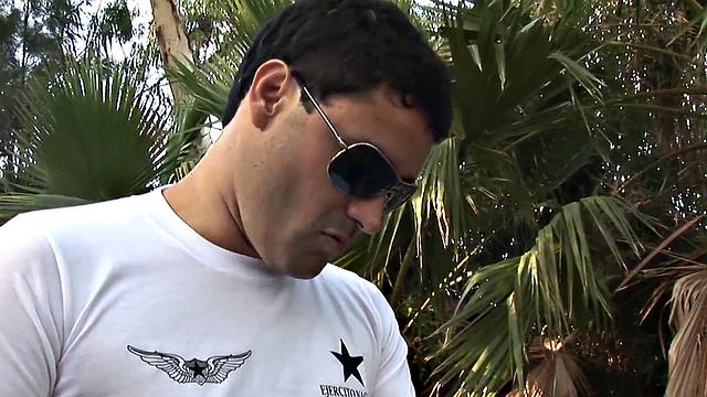 Skinny navy twink barebacked by DILF outdoors until cumshot