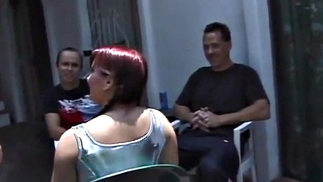 Gangbang babe ass fucked in group action