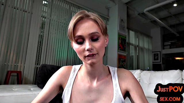 Cute big-titted babe rides BF anally in POV