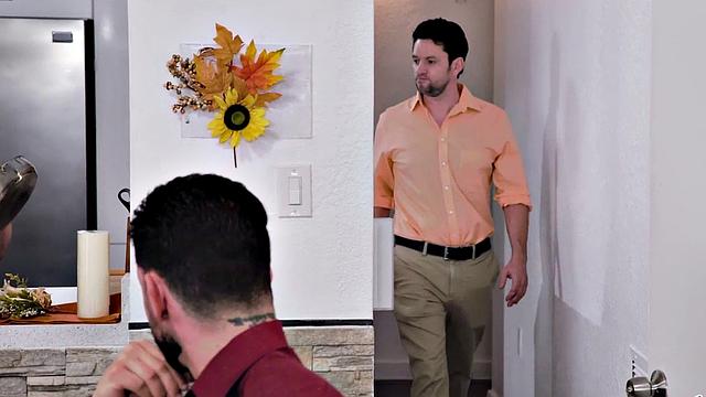 BBWs share a bald pussy and a hard cock in a steamy threesome at the kitchen table