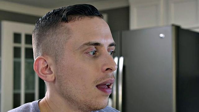 Watch this tattooed black officer give a sloppy rimjob before breeding his ass in the kitchen