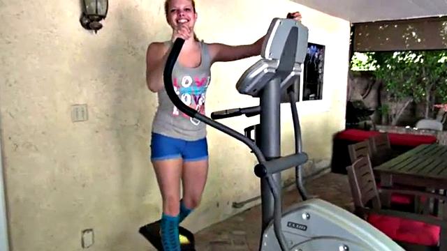 Cute blonde teen plays with her pussy solo