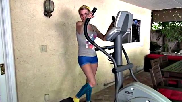 Cute blonde teen plays with her pussy solo