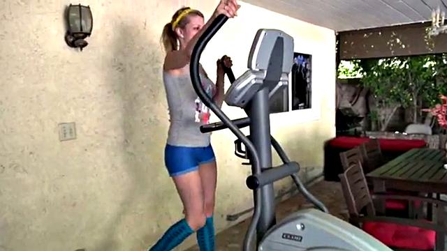 Cute blonde teen plays with her pussy solo