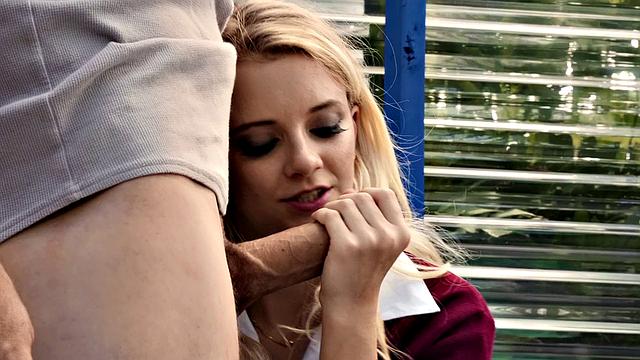 Biddie's long socks and sneakers will get her off in this hardcore cowgirl ride