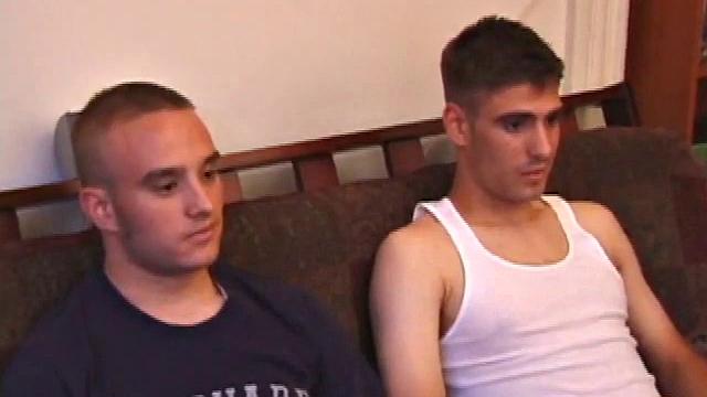 These friends have been through a lot together, and now they are going to jerk off together. Apparently the two are happy to do it, so side-by-side they sit and jerk off for your viewing pleasure.