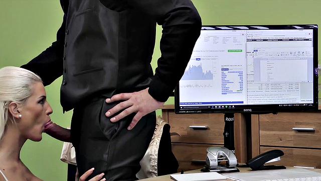 LOAN4K. Loan agent uses powers to seduce hot blonde beauty