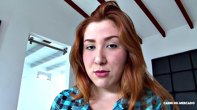 Sexy redhead takes a hard pounding