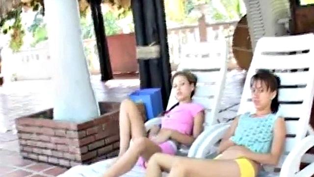 Pussy teasing teen plays with babe