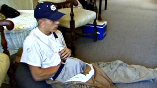 While on a break from doing yard work, Shane strips naked and starts getting stiff. He works the remote, and his cock, until finally pumping a messy cum load onto a towel.