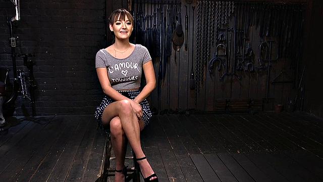 BDSM master puts stick in sub's gaping pussy after fingering