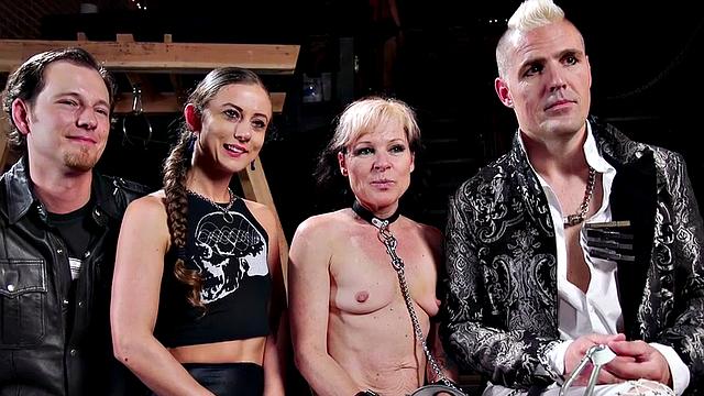 BDSM IR and white cock group deepthroating 4 submissive sluts