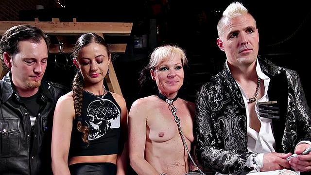 BDSM IR and white cock group deepthroating 4 submissive sluts