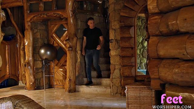 Footlicked busty bae spreading wet