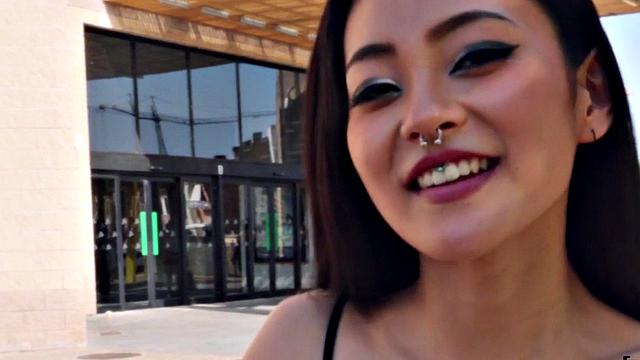 Inked Asian babe pulled into POV cockriding and outdoor sex