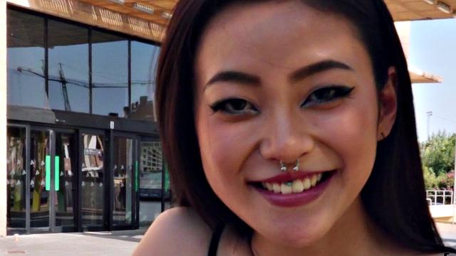 Inked Asian babe pulled into POV cockriding and outdoor sex