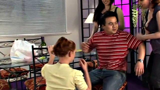 Tiny CFNM dominas wanking asian sub in kinky group