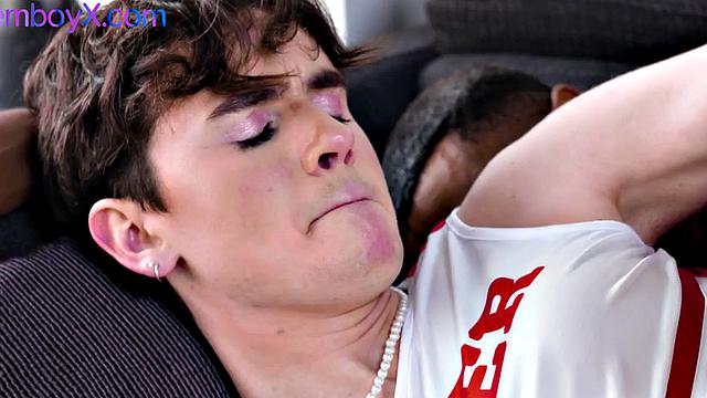 Cheerleading femboi in uniform IR fucked by jock