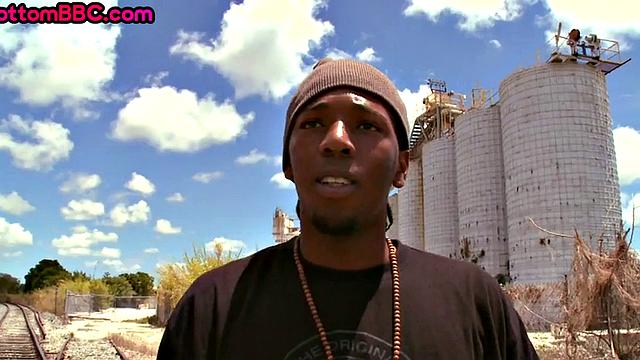 Outdoor Black thug pounded after sucking white cock