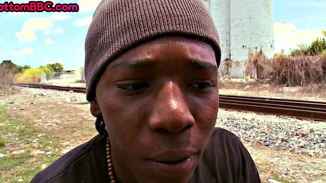 Outdoor Black thug pounded after sucking white cock