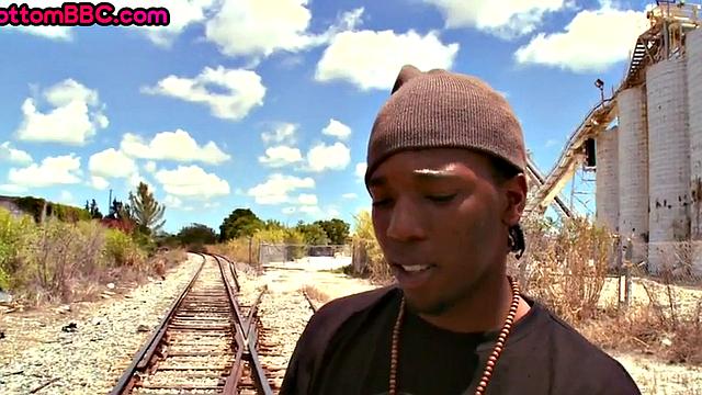 Outdoor Black thug pounded after sucking white cock