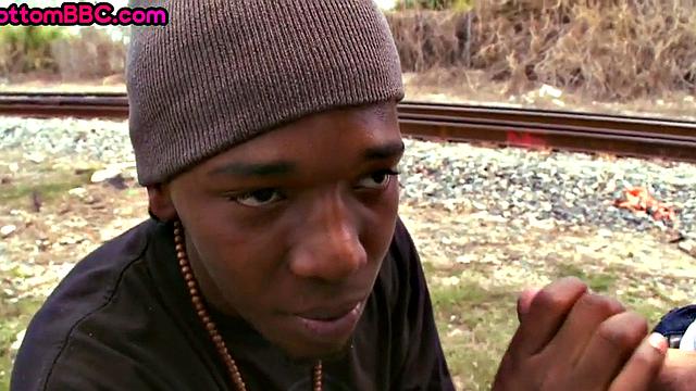 Outdoor Black thug pounded after sucking white cock