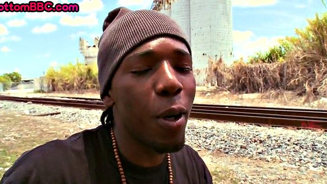 Outdoor Black thug pounded after sucking white cock