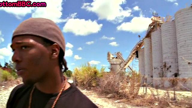 Outdoor Black thug pounded after sucking white cock