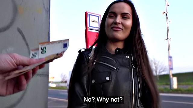 Russian babe pulled into giving blowjob before outdoor action