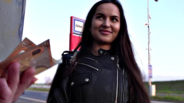 Russian babe pulled into giving blowjob before outdoor action