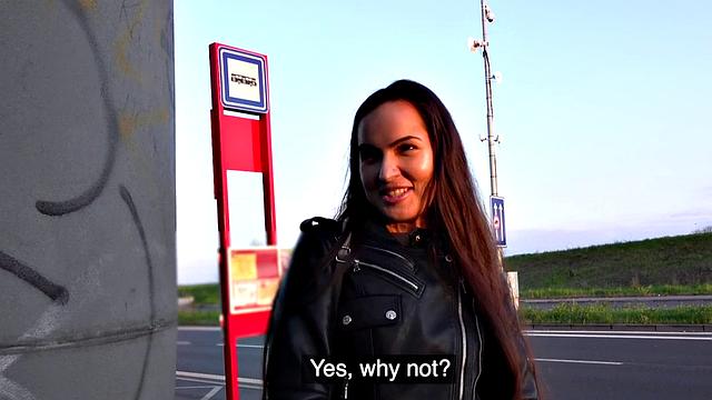 Russian babe pulled into giving blowjob before outdoor action