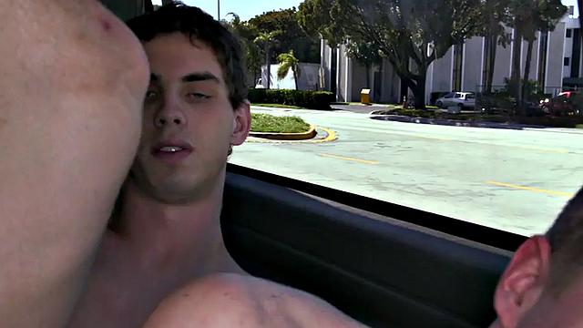 Picked up stud fucks in pickup bus till cum