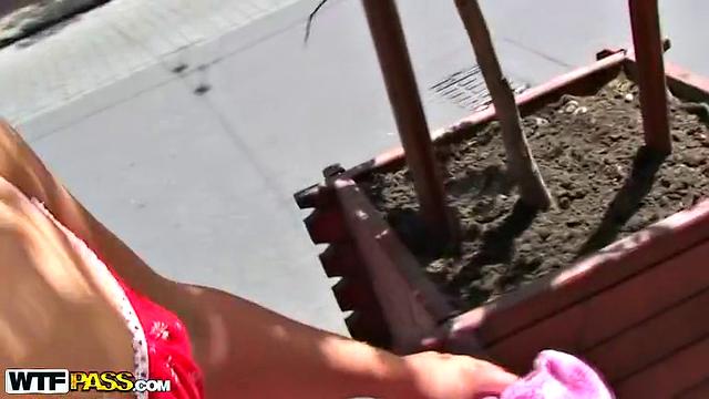 Outdoor sex with horny slut