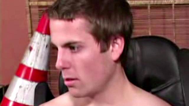 It doesn't take long for Holden Slayer to strip off his clothes and work up a boner. Once hard he strokes his cock and plays with his balls to coax out a huge cum load.