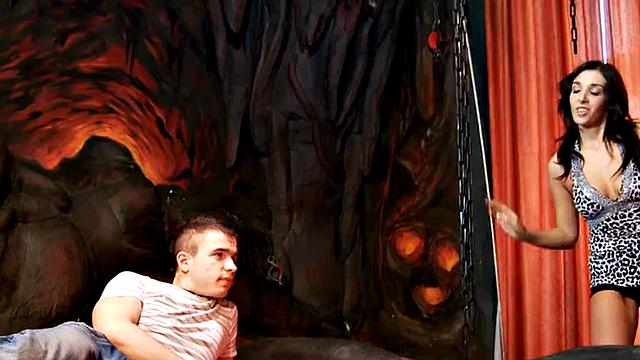 Femdom chicks peg bondage guy in BDSM 3some