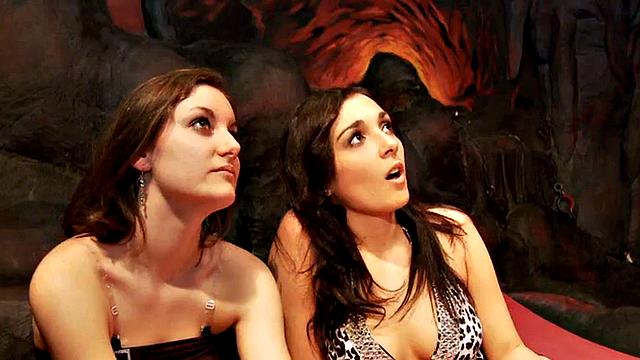 Femdom chicks peg bondage guy in BDSM 3some