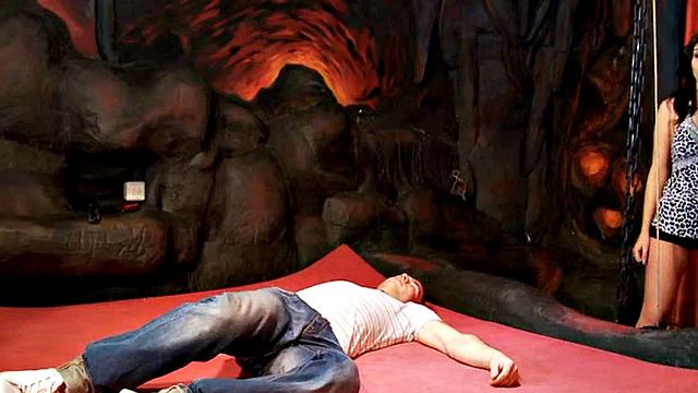 Femdom chicks peg bondage guy in BDSM 3some