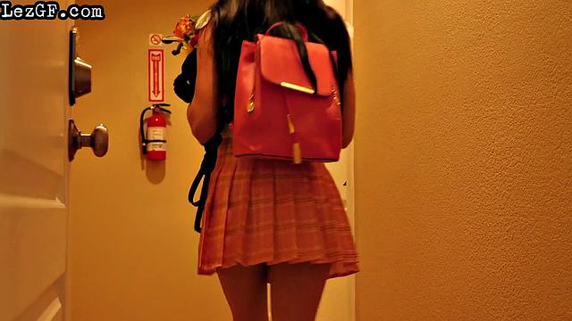 Ebony lesbian babe licked by her GF