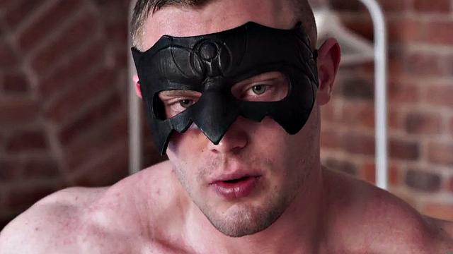 A muscular dude stroke and jerk off until he cums hard in solo action